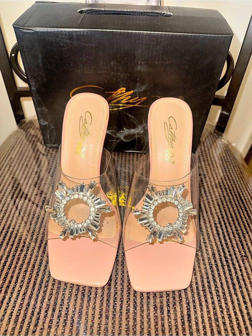 Cathydin Rhinestone Ball Heel in Nude US 5.5